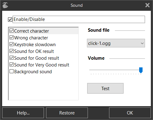 «Sound» dialog box