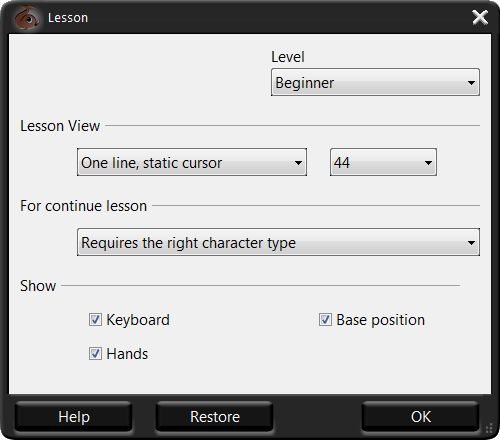 Touch Typing Tutor Manual Typing Lesson Options