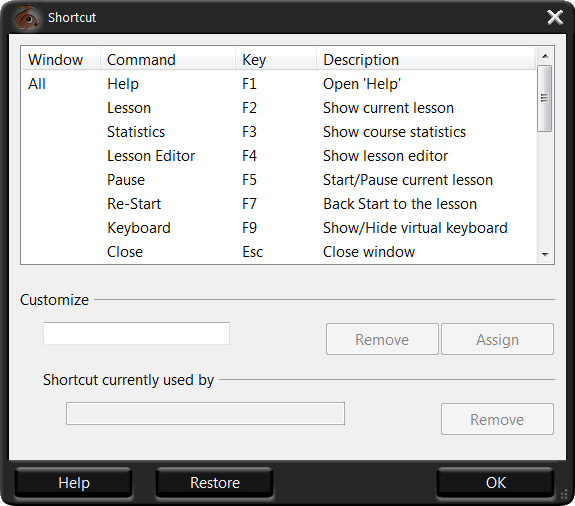 Interface Shortcut Options