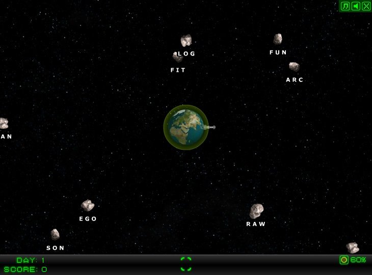 asteroid typing game