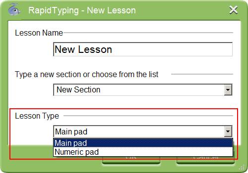Main pad, numeric pad