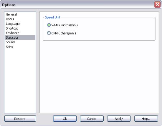 Options Typing Statistics