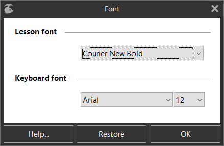 «Font» dialog box