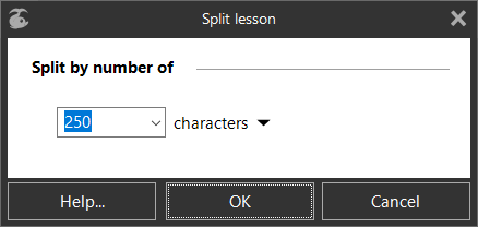 «Split lesson» dialog box