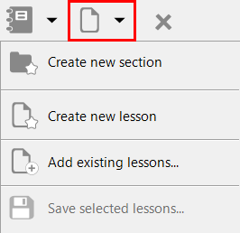 Lesson editor menu «Lesson»