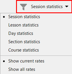 «Display options» statistics window menu