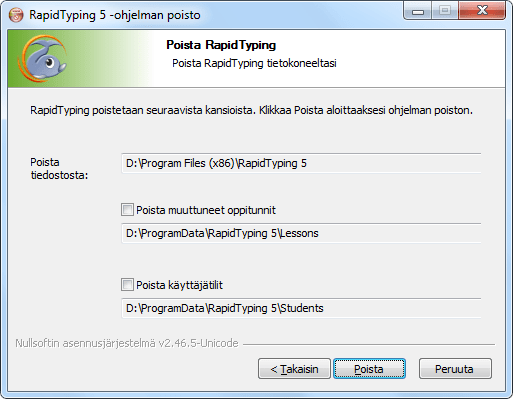 «Uninstall RapidTyping» dialog box