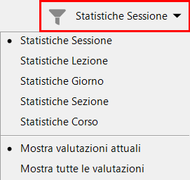 «Opzioni visualizzazione» menu finestra statistica