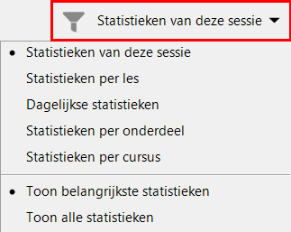 «Display options» statisitcs window menu